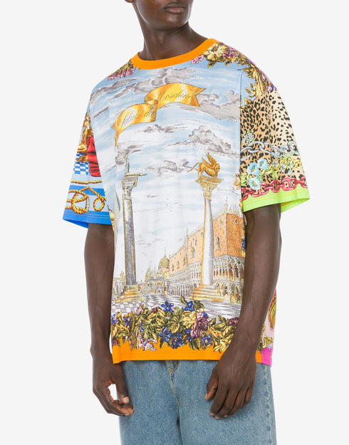 MOSCHINO Scarf Print Jersey T-Shirt Mens Apparel